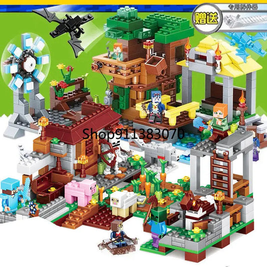 Myworld Small Village Jungle Treehouse Cave Building Blocks Children's Educational Bricks Toys Gift for Birthday.