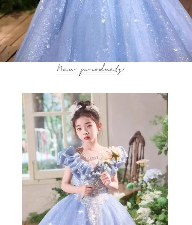 Elegangt Mädchen Abendkleid Luxus Prinzessin Kleid Geburtstag Party Pageant Outfit Kinder Klavier Rezitieren Leistung Formelle Kleidung