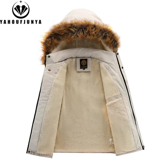 New Winter Men Outwear Fleece Warm Removable Hooded Hiking Jacket Men Outdoor Windproof Casual Fashion Jacket Coat Male Clothing.