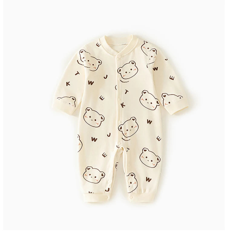 0-2Y Reine Baumwolle Langarm Neugeborenen Baby Strampler Haut-freundliche Einteilige Windel Overall Unterwäsche Infant Cartoon Homewear