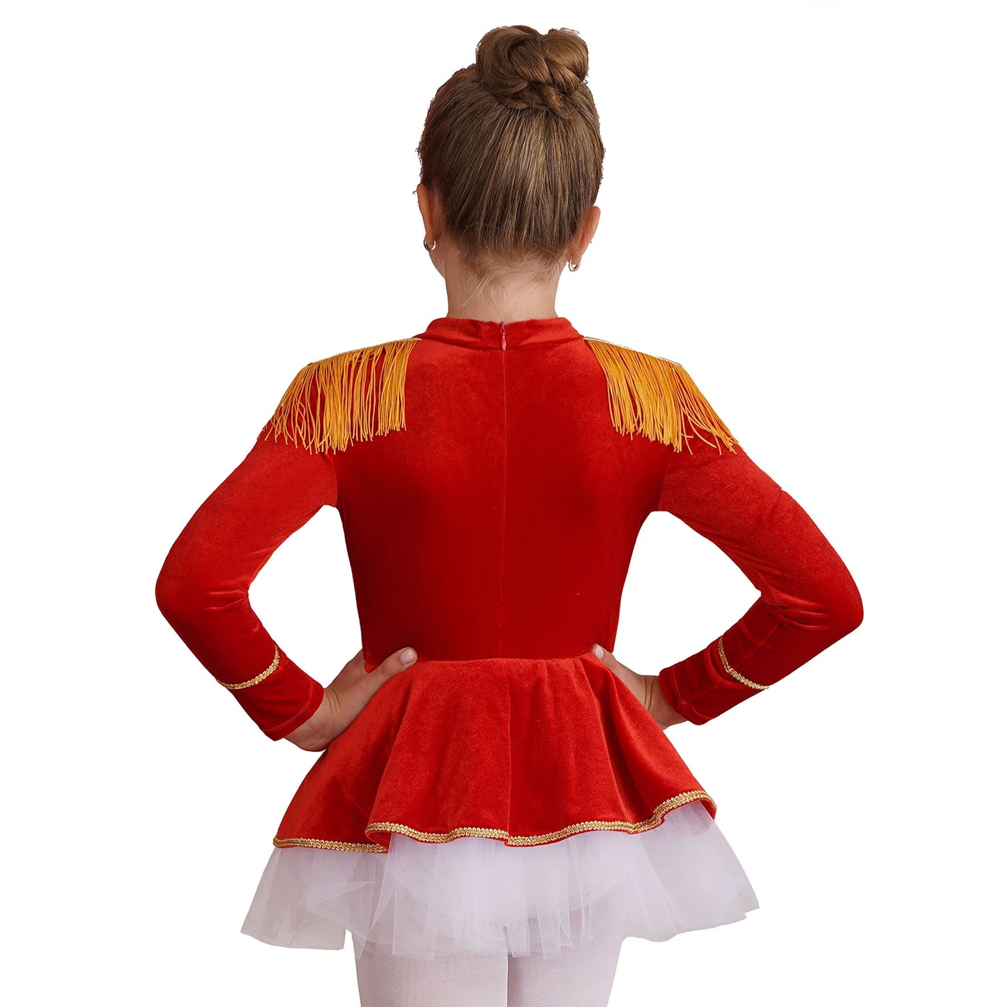 Kinder Mädchen Halloween Weihnachten Karneval Zirkus Zirkusdirektor Cosplay Performance Kostüm Langarm Mesh Trikot Tutu Kleid