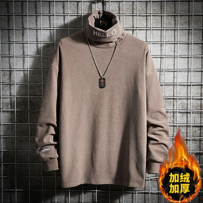 Men's Autumn Winter New Long Sleeve Thick Simplicity Casual Tops Youth All-match Harajuku T Shirts Fashion Vintage Men Clothing.