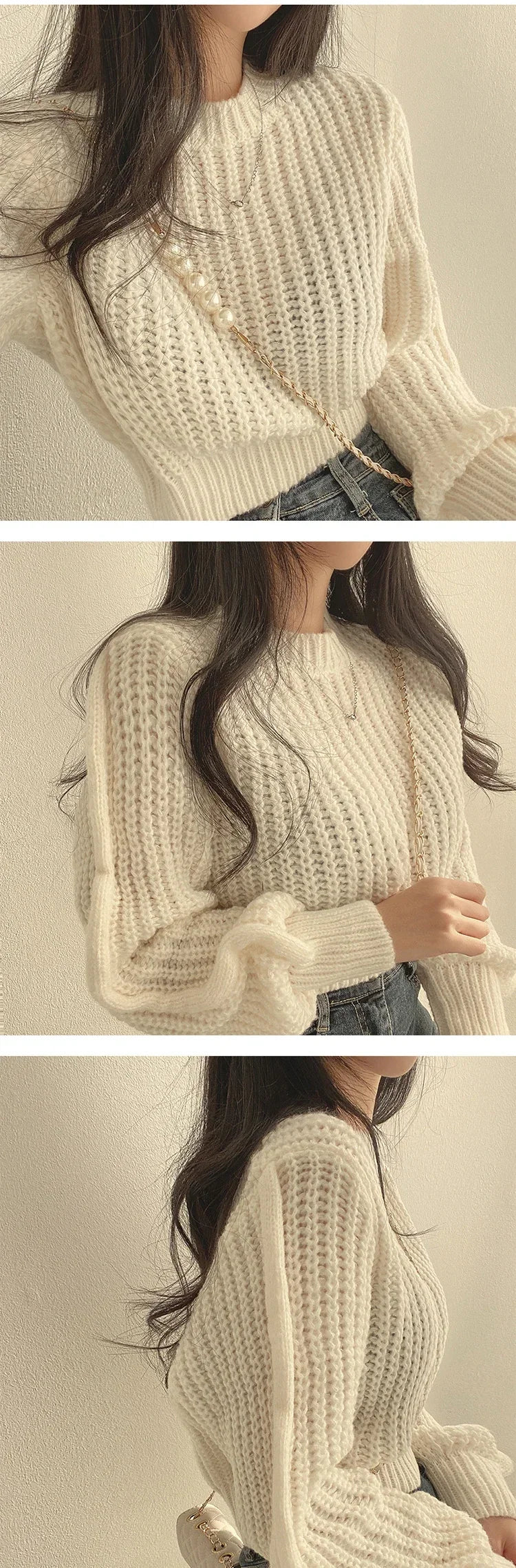 Lose Vintage Harajuku Laterne Langarm Frauen Pullover Koreanische Herbst Winter Strickwaren Weiche Warme Tops Chic Solide Femme Pullover
