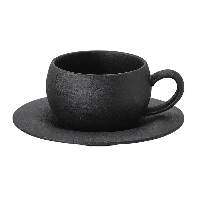 110/280ML Retro Coffee Cup and Saucer Burnt Stone Pattern Ceramic Mug Exquisite Afternoon Tea Cup Water Cups Gift Cup and Saucer.