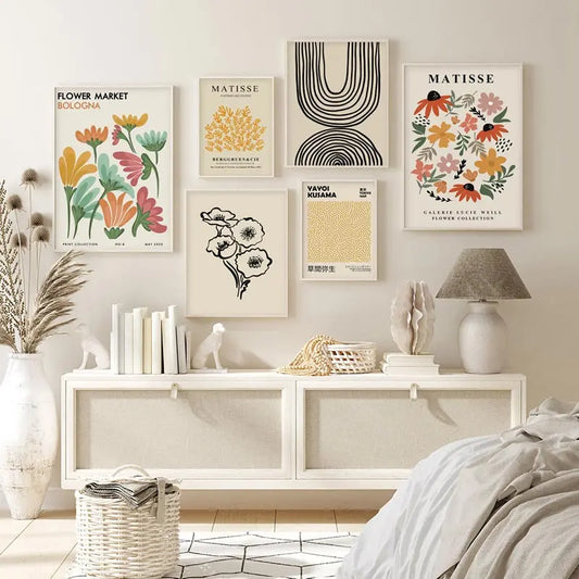 Matisse Poster Yayoi Kusama Posters and Prints Canvas Patings Flower Market Wall Art Pictures for Living Room Boho Decor.