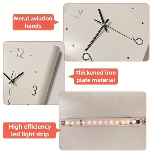 Wohnzimmer Wanduhren Gebogene Ecke Doppelseitige Stille Wanduhren LED Induktion Beleuchtung Uhr Luxus Design Dekor