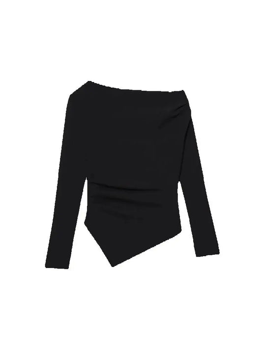 Asymmetric Short Top Woman Long SleevesTops Women Elastic Corset Top Female Streetwear Casual T-shirts Tops.