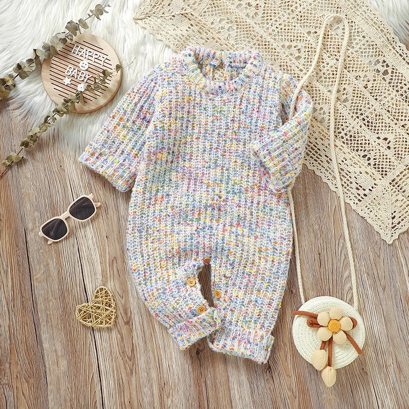 Winter Baby Mädchen Strampler Herbst Rundhals Langarm Gestrickte Neugeborenen Ein Stück Overalls Outfits 0-18m Kleinkind kleidung
