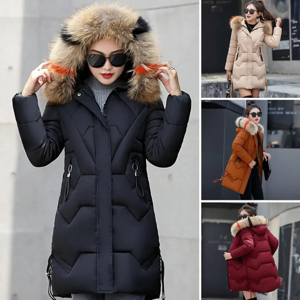 Mode Mäntel Winter Jacke Frauen Parka Neue 2024 Mit Kapuze Lange Weibliche Mantel Einfarbig Winddicht Outwear Parka