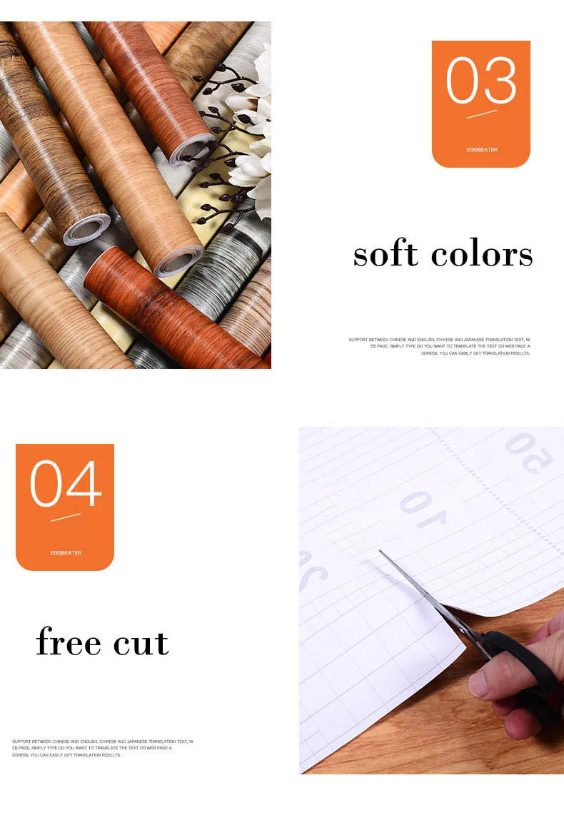 Vinyl Decorative Film Wood Grain Sticker Home Decor Waterproof Wallpaper Wall Paper Roll Furniture Self Adhesive PVC Cabinet