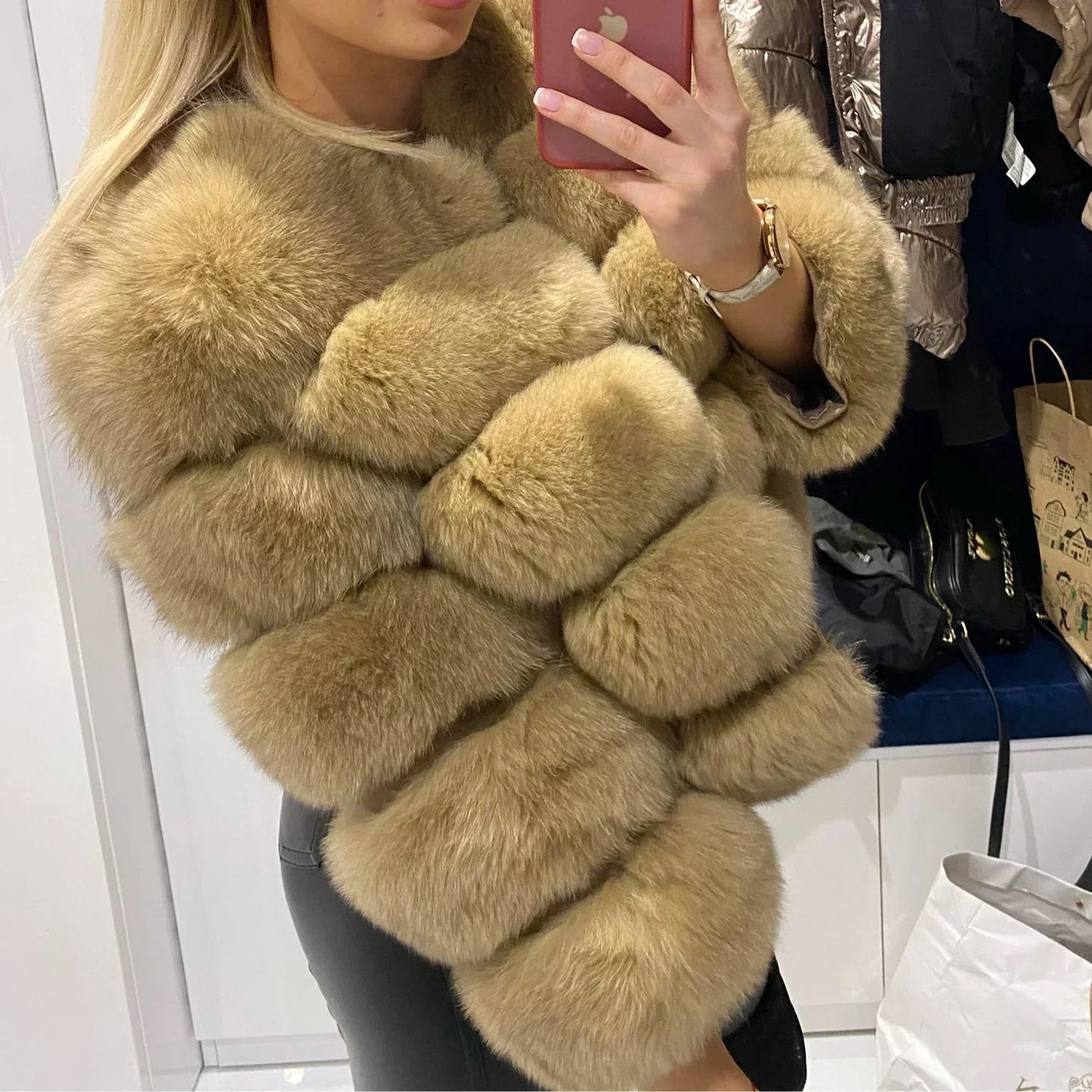 Damen Pelzmantel Damen Fuchspelzmantel Natürlicher Fuchsmantel Damen Werbeartikel Original echte europäische und amerikanische Modelle