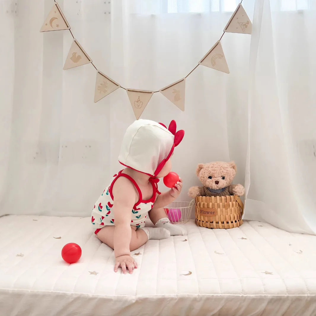 Baby Ein Stück Kleidung 2025, Sommer Koreanische Baby Body Ins Blume Voll Gedruckt Baby Sling Klettern Kleidung Mit Hut