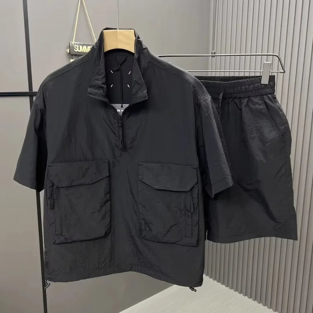 Casual Summer Sports Suit For Men Trendy Brand Short Sleeve Polo Shirt 2024 New Arrival Fashionable Mens Wear One Tower.