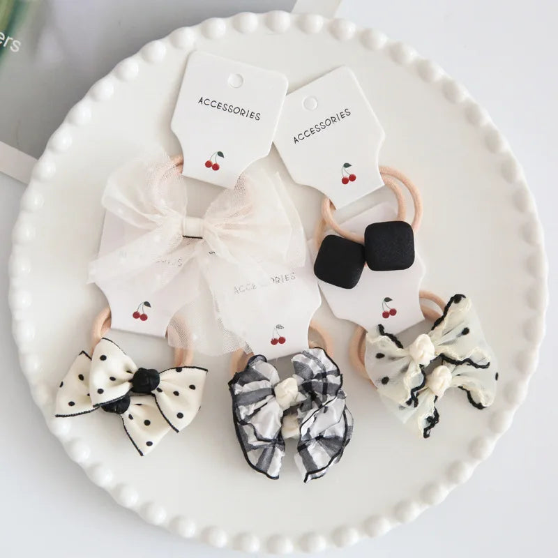 10Pcs/Lot, Elastic Hair Bow Clips for Children, Children's Headwear Hair Accessories for girls, Cute Hair ties, Lovely Hair Rope