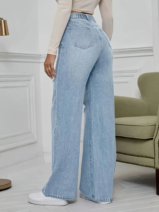 Plus size women's jeans fashion stretch ripped trousers j classic five-pocket cut jeans.