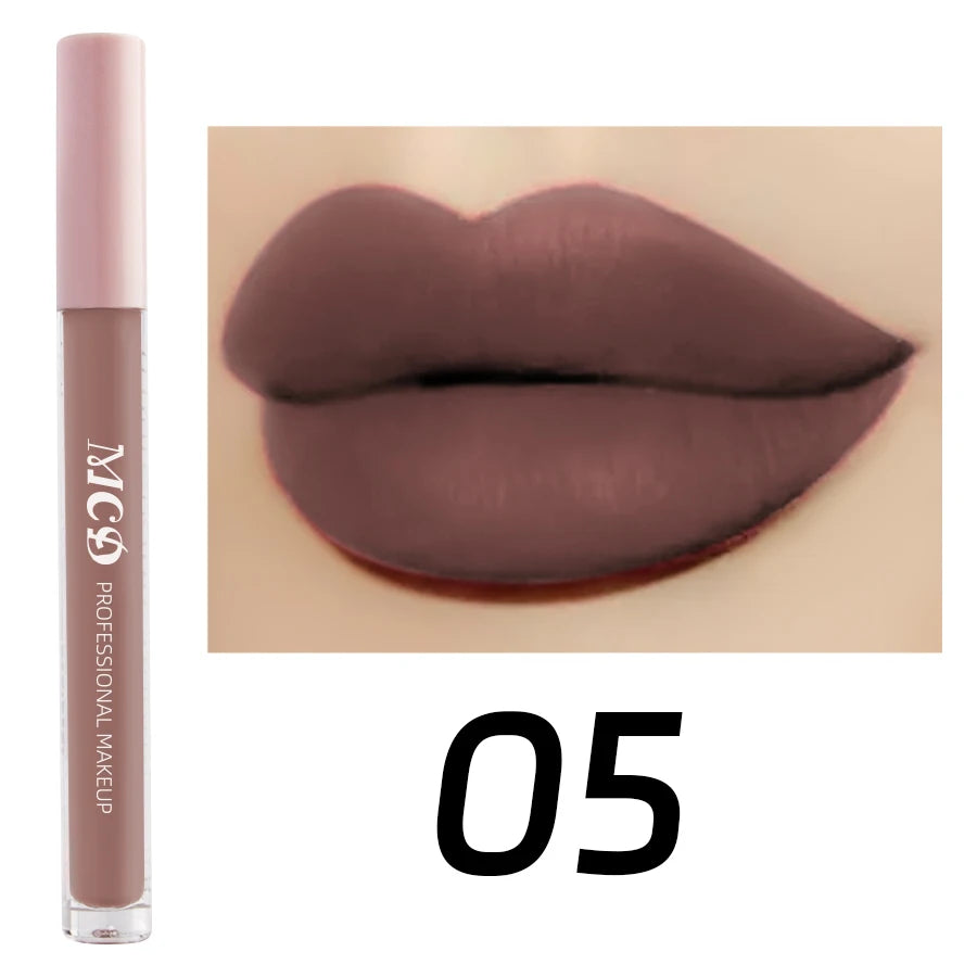 1PC Dark Brown Matte Velvet Lip Gloss Waterproof Liquid Lipstick Nude Brown Lips Korean Makeup for Lip Tint Lip Glaze Cosmetics