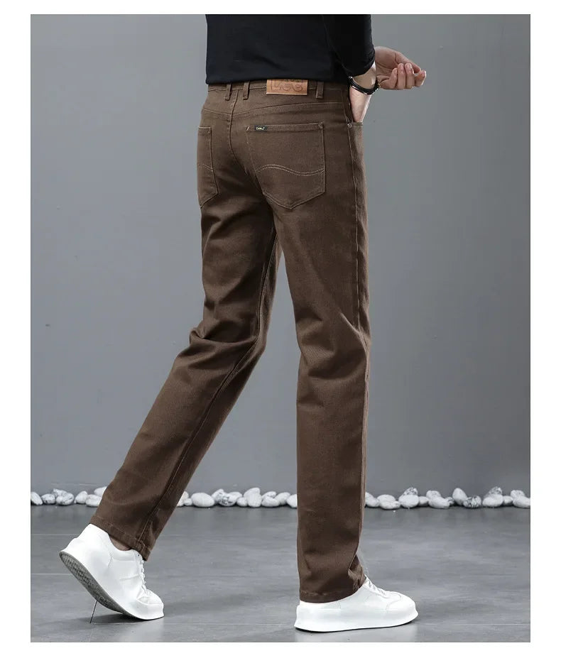 2024 herbst/Winter Neue männer Jeans Business Lose-Fit Gerade Bein Hohe Taille Baumwolle Casual Trendy hosen