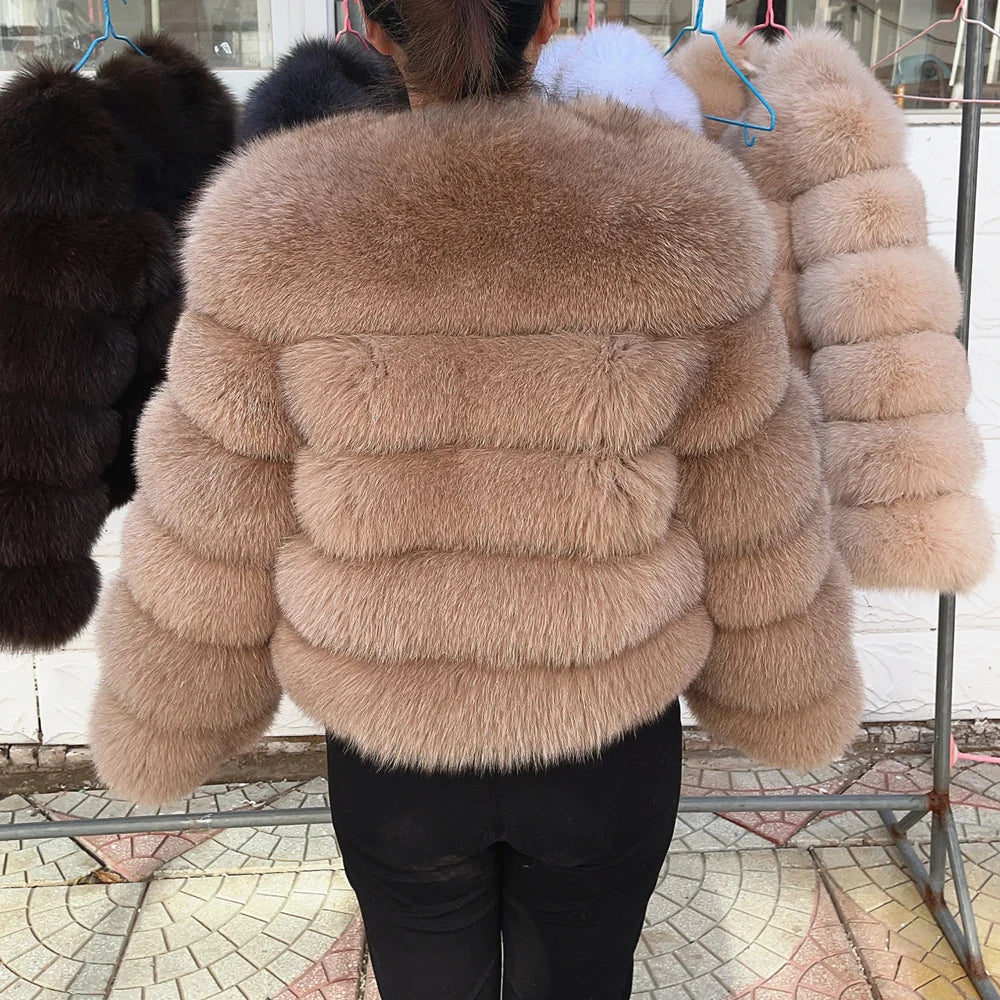 QUEENTINA Fuchspelzmantel Echt Winter Damen Neue Mode Flauschig 2025 Leder und Haut Weiße Kleidung Natürlich Neu in Mäntel und Jacken