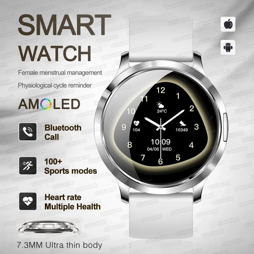 New Women Smart Watch 1.32"Ultra-thin AMOLED HD Screen Sport Fitness Bracelet Custom Watch Face Bluetooth Call Luxury Smartwatch
