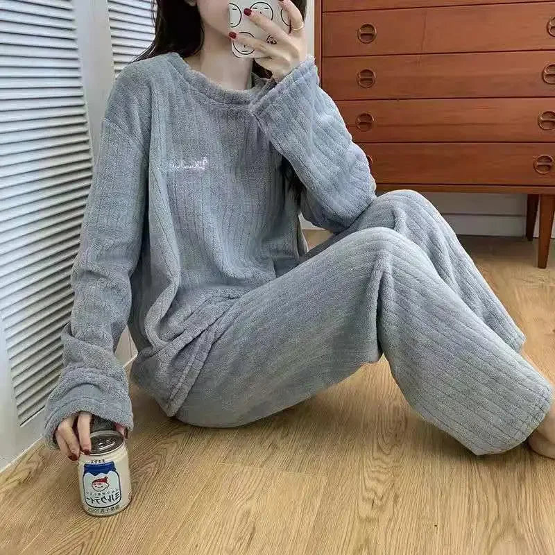 Winter frauen Neue Pyjamas Korallen Samt Casual Pyjamas Gepolsterte Loungewear Loungewear Sets Warme Kleidung Für Herbst Und Winter