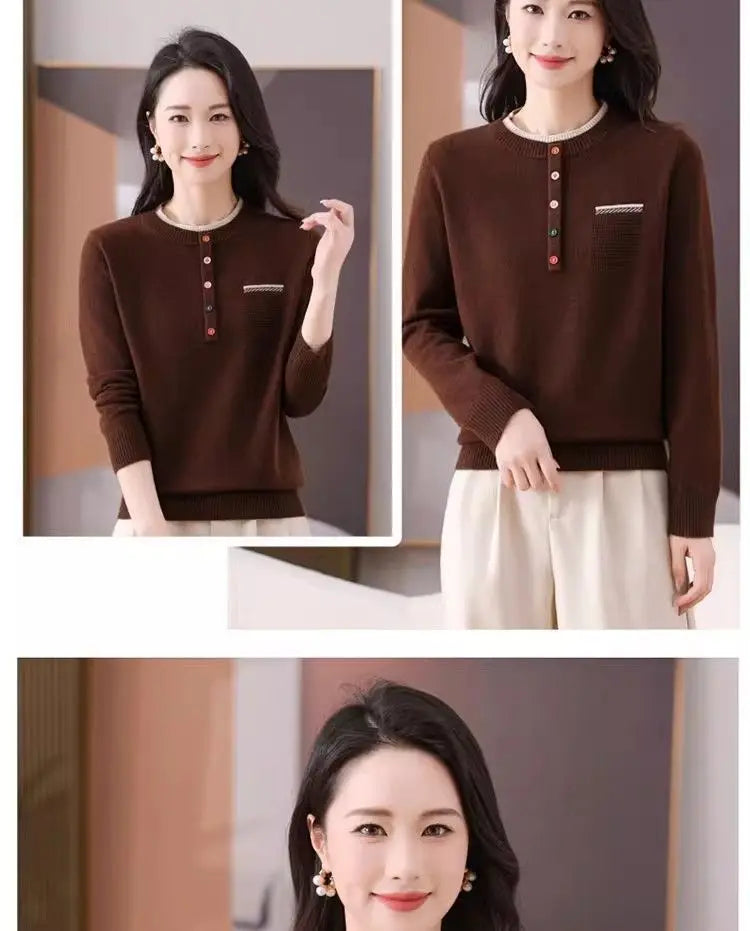 Frauen Kleidung Lose Mode Pullover Herbst/Winter Warme Elegante Gestrickte Langarm Pullover Dame Casual Oansatz Alle-spiel top