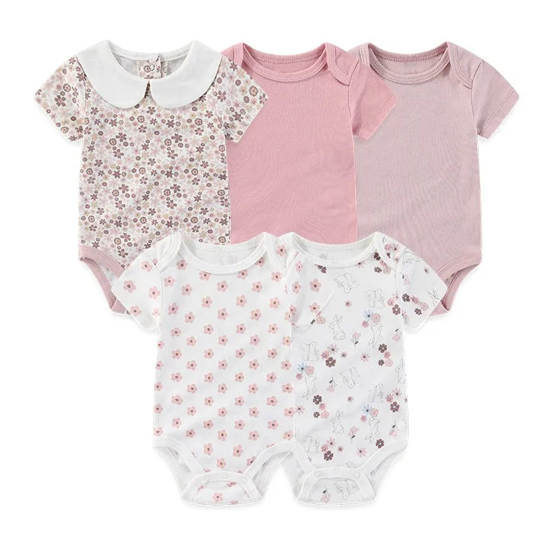 5 Teile/los Vier Jahreszeiten Mode Cartoon Kurzarm Baby Junge Mädchen Bodys Weiche Neugeborenen Onesies Kleidung