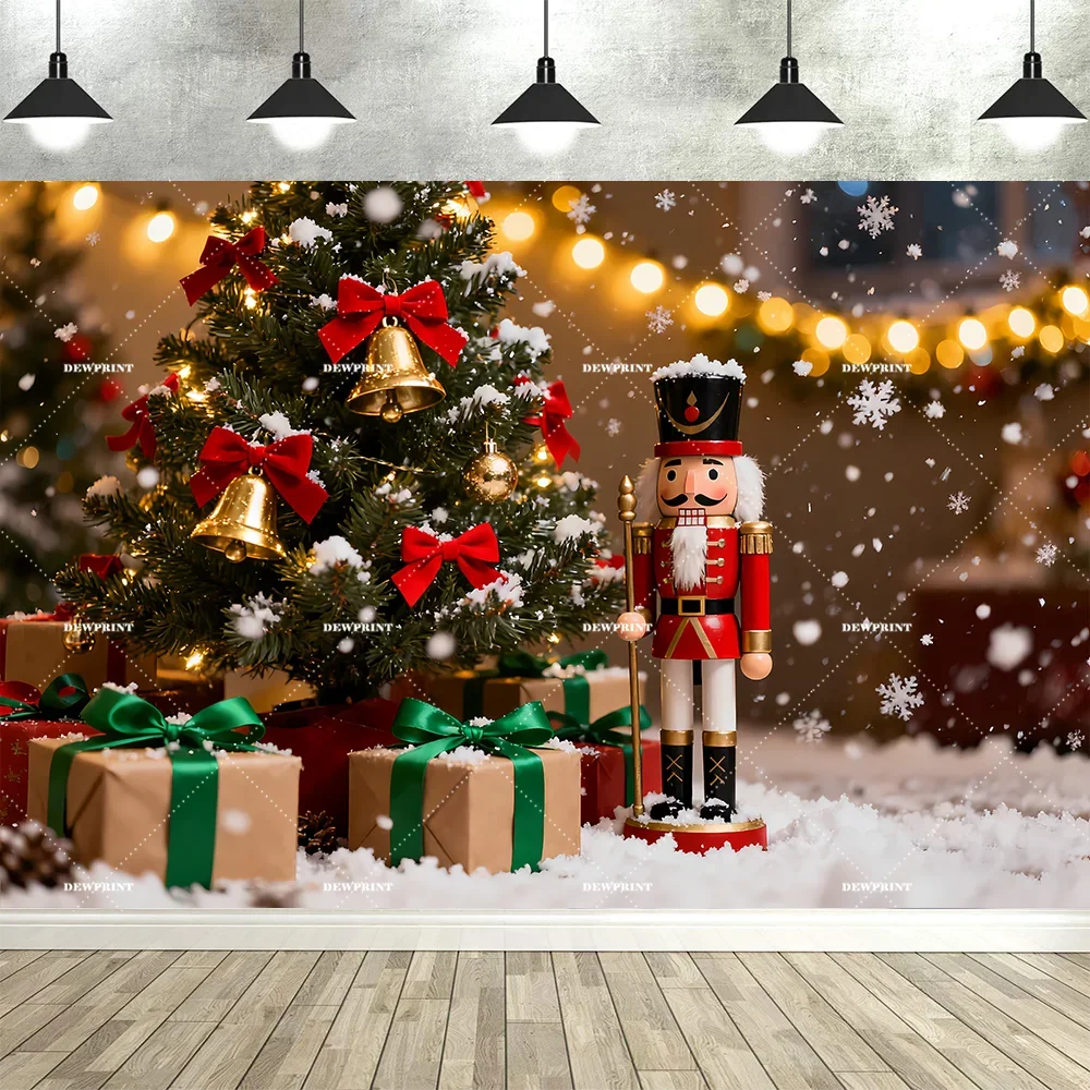 Tauabdruck Weihnachten Nussknacker Dekorationen Hintergrund Banner Hintergrund Schneemann Geschenk Weihnachtsbaum Glocke Wandbehang Party Supplie Prop