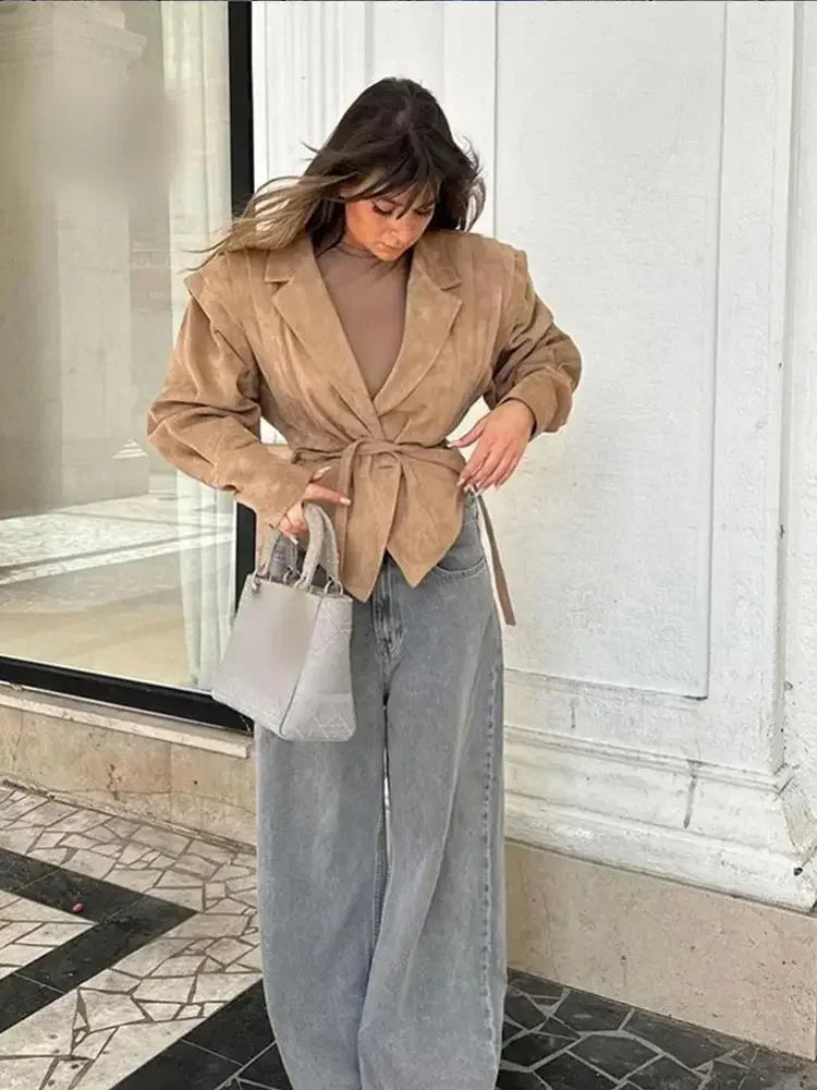 Retro-Jacke, modisch, Frühling und Herbst, lässig, lockere Tasche, langärmelig, trendig, cool, vielseitig, hochwertige Damen-Kurzjacke