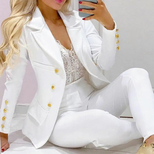 High Waist 2 Pcs/Set Stylish Slim Cardigan Lady Business Two-Piece Set Office Lady Business Suit Cardigan for Work.