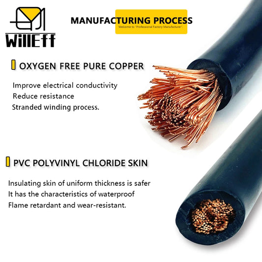 100m PVC Electric Cable Soft Copper Wire For Power led Car battery jumper wiring 1AWG 2AWG 4AWG 6AWG 8AWG 10AWG 12AWG 14AWG.