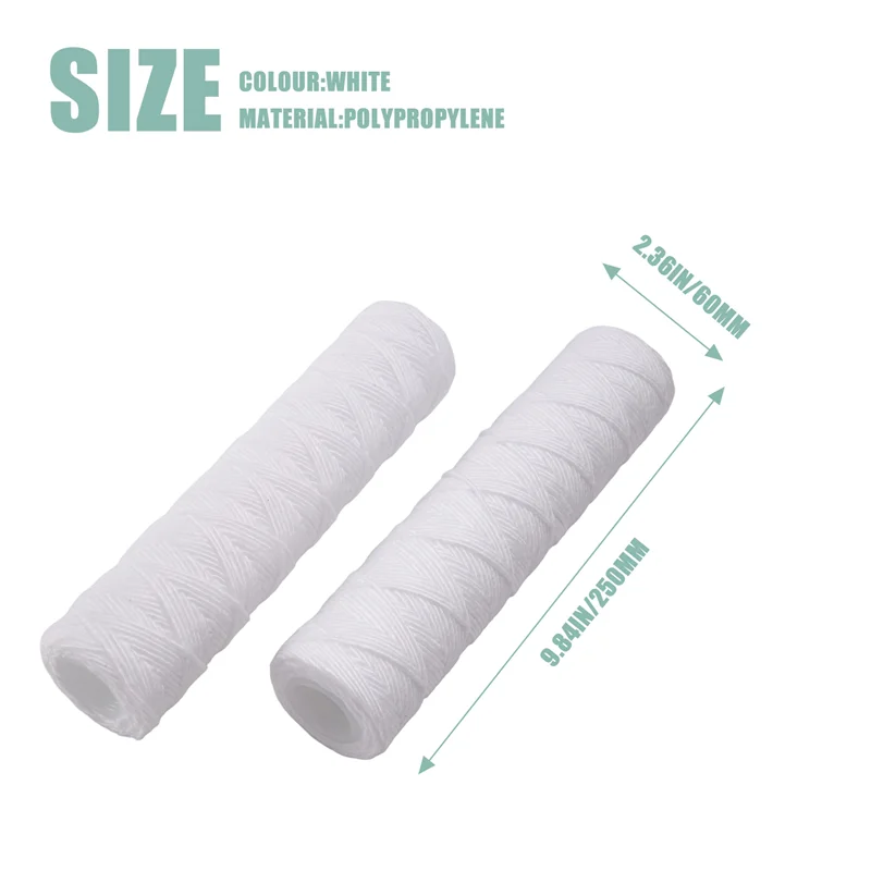 A01V-5 Micrometre 10 X 2.5 Inch String Wound Sediment Water Filter Cartridge Whole House Sediment Filtration, Universal Replacem