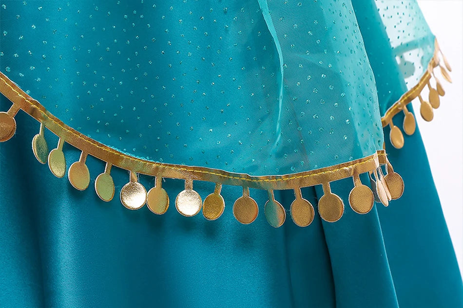 Disney Prinzessin Jasmin Kleid Kinder Cosplay Aladin und die Wunderlampe Performance Kostüm Mädchen Halloween Karneval Outfits