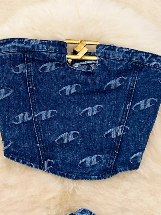 Zwei Stück Set Frauen Ärmellose Bandeau Tops Sexy Crop Hemd Taste Hose Sets Gerade Hosen Taschen Casual Passenden Sets