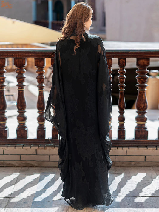 Luxury Dubai Abaya Embroidered Black Jacquard Tassel Robe Women Muslim Dress Kaftan Kimono Kebaya Marocain Femme Caftan Jalabiya.
