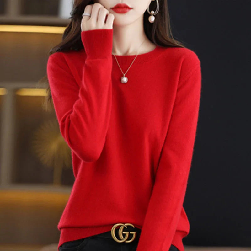Frauen Pullover Oansatz Herbst Winter Grundlegende Pullover Warme Casual Pulls Jumper Koreanische Lange ärmeln Solide Strickwaren Bodenbildung Shirt