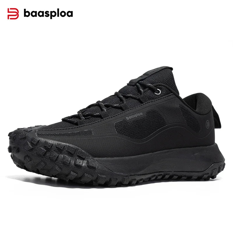 Baasploa Wanderschuhe Herren Outdoor Wasserdicht Camping Beständig Rutschfeste Turnschuhe Männlich Lässig Leichte Schnür-Wanderschuhe