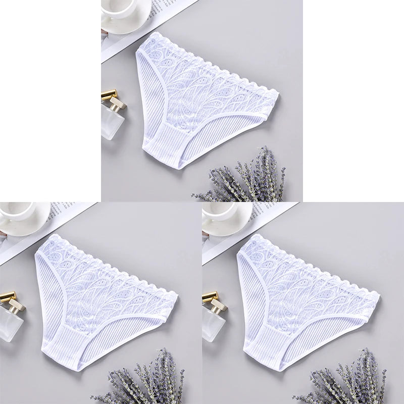 3PCS Cotton Solid Color Women's Panties Breathable Skin-friendly Women's Underwear Home Comfortable Soft Sexy Ladies' Lingerie