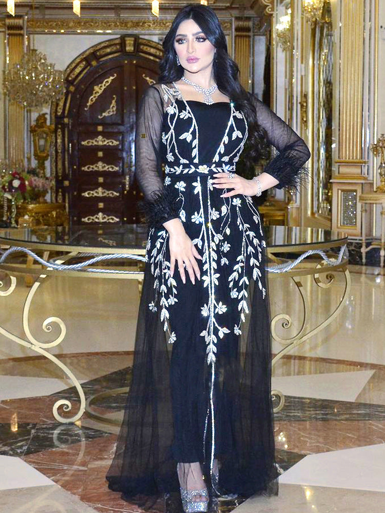 Indien Türkei Muslimischen Abaya Kleider Frauen Elegante Diamant Hochzeit Abend Party Kleid Spitze Gürtel Abaya Marokko Kaftan Robe