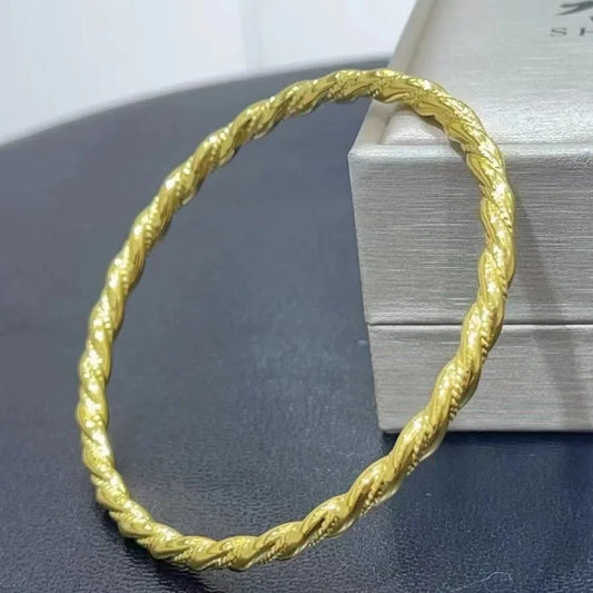 Real 18k Golden Fried Dough Twists Bracelet for Woman 18K No Demolding Fine Jewelry Luxury High-quality Bracelet.