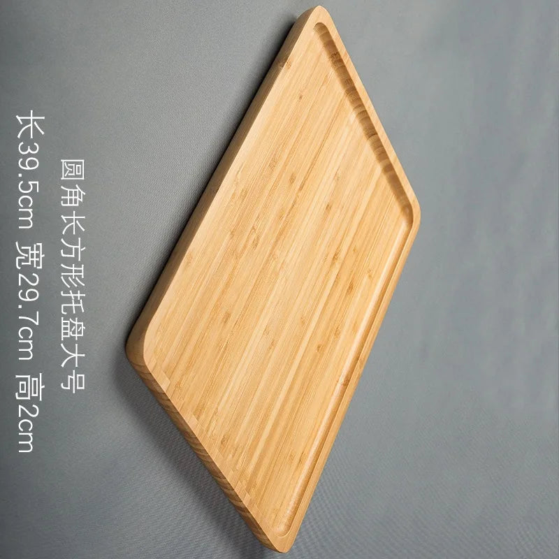 Heavy Bamboo Tray Rectangular Home Living Room Tea Tray BBQ Plate Fruit Snacks Bread Tray