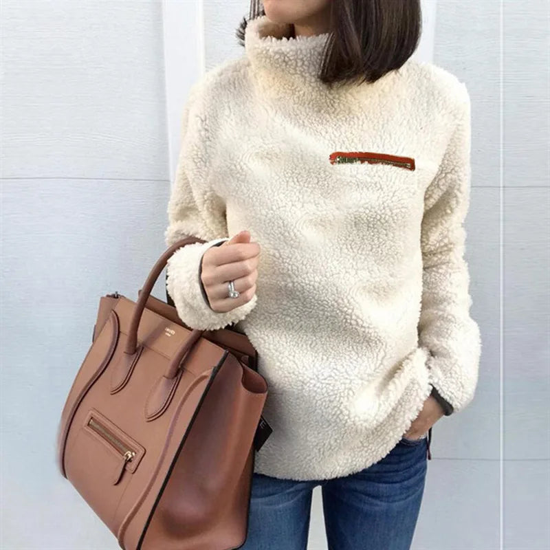 Winter Super Weich und Bequem Einfarbig Rollkragen Pullover frauen Pullover Fashion Zipper Sexy Top Damen Hipster Kleidung