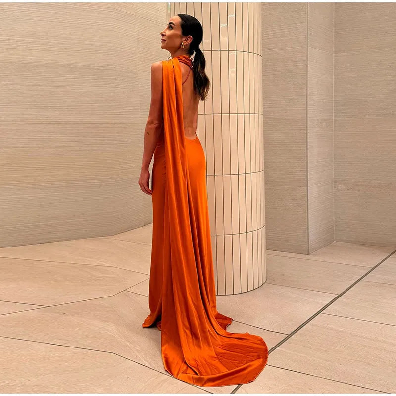 Elegante Feste Band Frauen Halfter Kleid Off Schulter Ärmellose Backless Dünne Weibliche Maxi Kleider 2025, Sommer Neue Chic Dame Robe