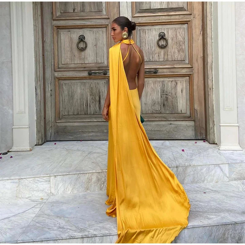 Elegante Feste Band Frauen Halfter Kleid Off Schulter Ärmellose Backless Dünne Weibliche Maxi Kleider 2025, Sommer Neue Chic Dame Robe