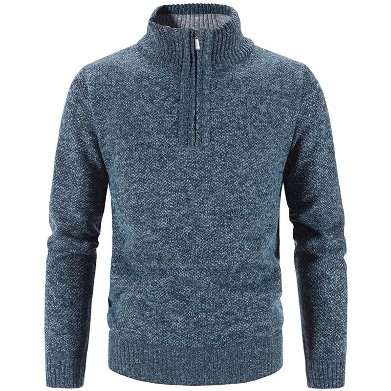 Winter Men's Fleece Thicker Sweater Half Zipper Turtleneck Warm Pullover Quality Male Slim Knitted Wool Sweaters for Spring