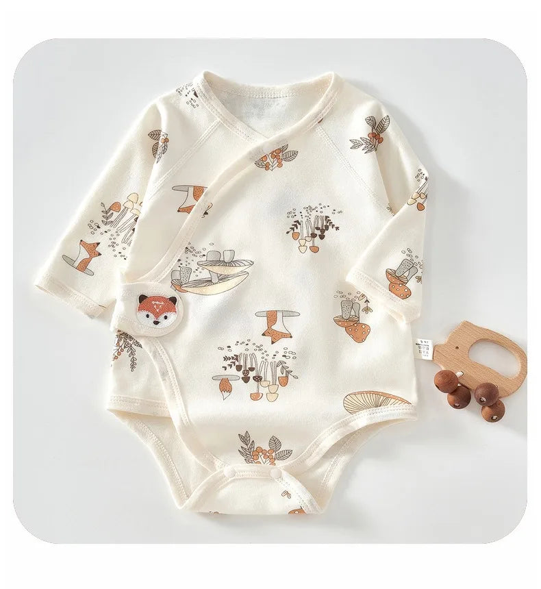 Ircomll 2-teiliger Frühlings- und Herbst-Body für Neugeborene, Baumwolle, langärmelig, Kleidung, Säuglingskleidung, Pyjama, Overalls für Mädchen und Jungen, 0–6 Monate