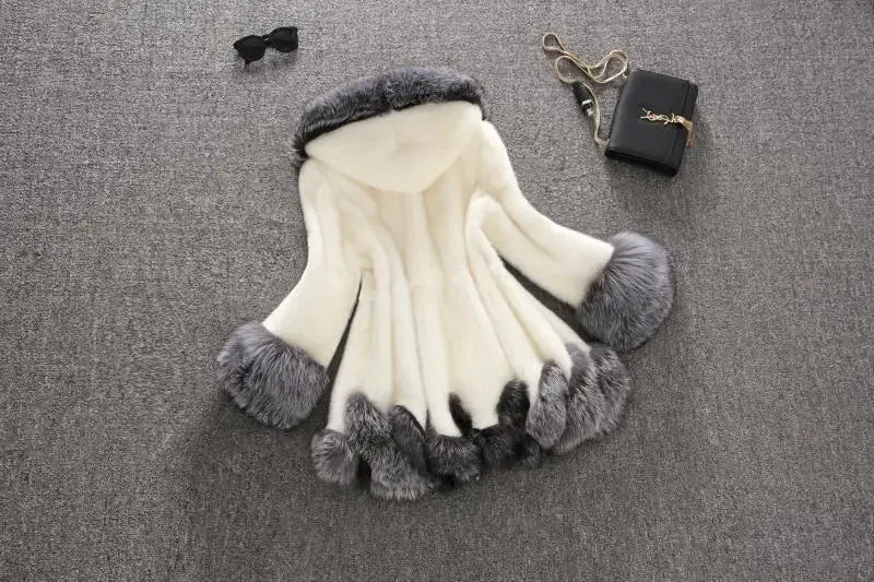 Mit kapuze Lose Faux Pelz Jacke Frauen Dicke Herbst Winter Koreanische Maxi Mantel Lange Warme Luxus Pelz Parkas Bontjas Pelzigen Oberbekleidung