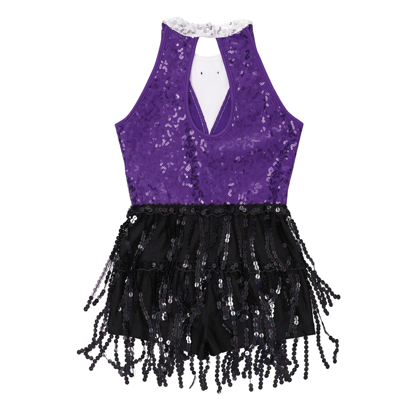 Kind Mädchen Ärmellose Glänzende Pailletten Quaste Boyshorts Kleid Latin Jazz Dance Cha-cha Samba Bühne Leistung Kostüm Dancewear