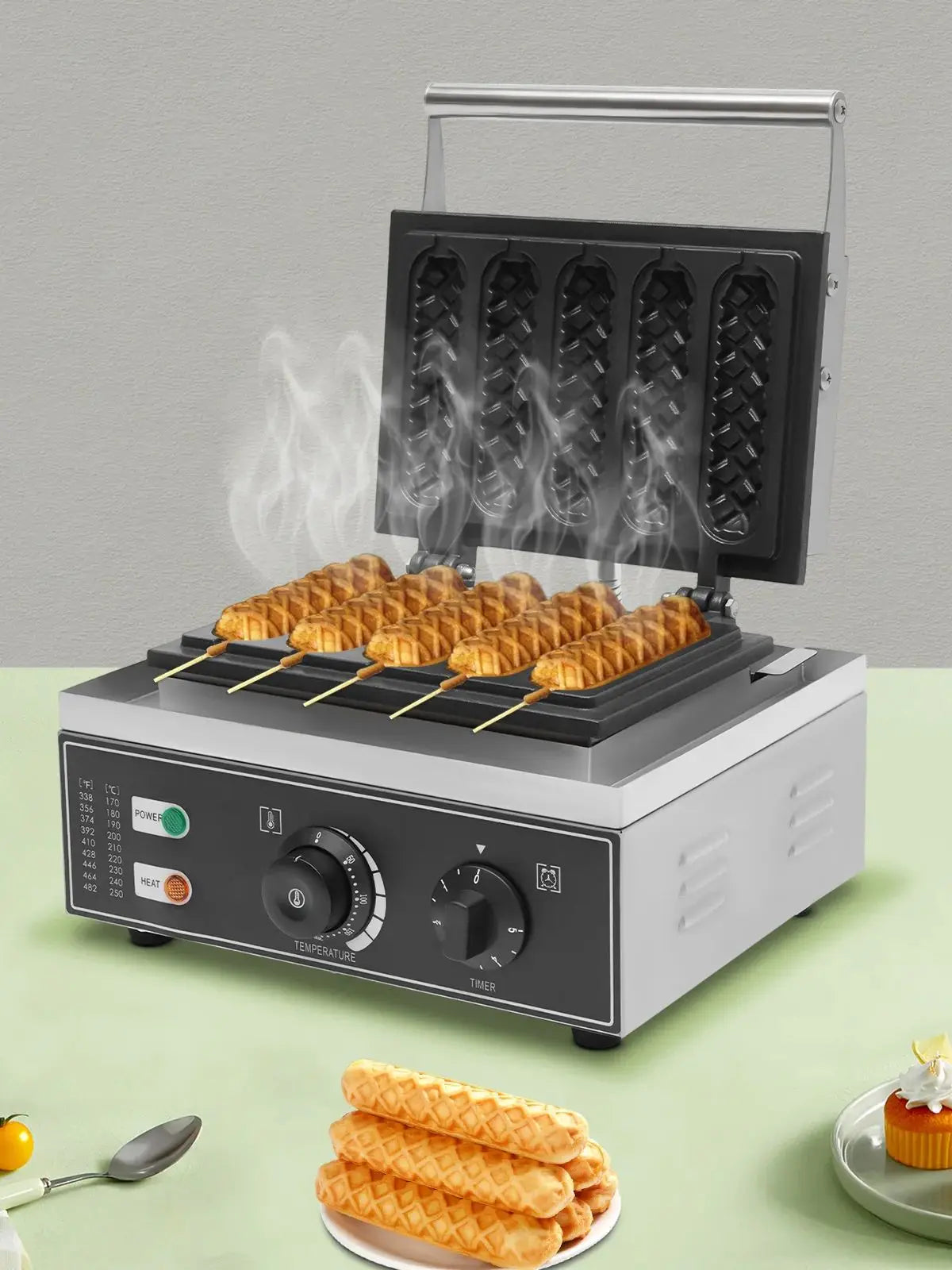 Five Compartments Waffle Stick Maker 1550W Home Corn Dog Waffle Maker with Indicator Lights Hot Dog Waffle Machine.