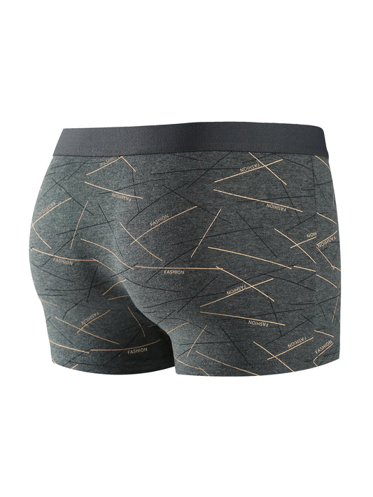 4-teilige Herrenunterwäsche, bequeme, weiche und modische Intim-Boxershorts mit täglichem Liniendruck, sportliche und atmungsaktive Boxershorts