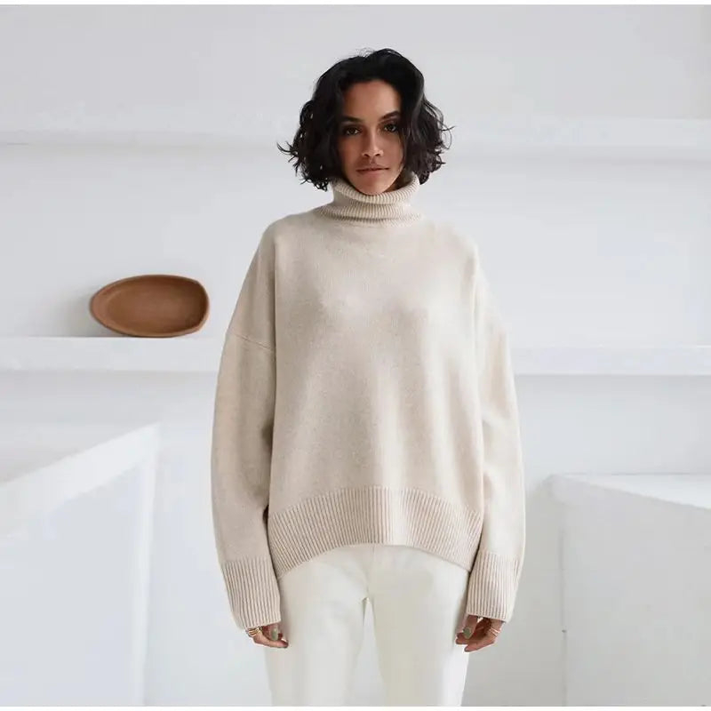 Herbst Und Winter Verdickte Rollkragenpullover frauen Lose Faul Gestrickte Pullover Silhouette Casual Pullover